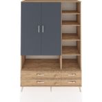 Dienni Hyperion Dolap 10 Raflı 4 Çekmeceli 2 Kapaklı 132X44X195 Çam-Antrasit/çam - Atlas Çam
