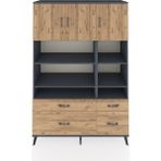 Dienni Hyperion Dolap 10 Raflı 4 Çekmeceli 3 Kapaklı 132X44X195 Antrasit-Çam/çam