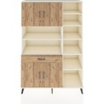 Dienni Hyperion Dolap 10 Raflı Tek Çekmeceli 4 Kapaklı 132X44X195 Aytaşı-Çam/çam - Krem