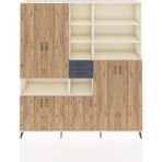 Dienni Hyperion Dolap 17 Raflı 2 Çekmeceli 7 Kapaklı 220X44X243 Aytaşı-Çam/antrasit
