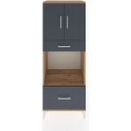 Dienni Hyperion Dolap 2 Raflı 2 Çekmeceli 2 Kapaklı 60X44X163 Çam-Antrasit - Atlas Çam