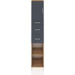 Dienni Hyperion Dolap 3 Raflı 3 Çekmeceli Tek Kapaklı 44X44X243 Çam-Antrasit - Atlas Çam