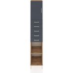 Dienni Hyperion Dolap 3 Raflı 5 Çekmeceli Tek Kapaklı 44X44X243 Çam-Antrasit - Atlas Çam