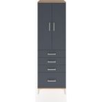 Dienni Hyperion Dolap 4 Raflı 3 Çekmeceli 2 Kapaklı 60X44X195 Çam-Antrasit - Atlas Çam