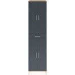 Dienni Hyperion Dolap 5 Raflı Tek Çekmeceli 4 Kapaklı 60X44X243 Çam-Antrasit - Atlas Çam