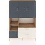 Dienni Hyperion Dolap 7 Raflı 2 Çekmeceli 5 Kapaklı 132X44X195 Çam-Aytaşı/antrasit - Atlas Çam