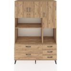 Dienni Hyperion Dolap 8 Raflı 5 Çekmeceli 3 Kapaklı 132X44X195 Çam-Çam/çam - Atlas Çam