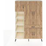 Dienni Hyperion Dolap 8 Raflı Tek Çekmeceli 5 Kapaklı 132X44X195 Aytaşı-Çam/çam - Krem