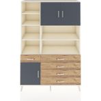 Dienni Hyperion Dolap 9 Raflı 3 Çekmeceli 5 Kapaklı 132X44X195 Aytaşı-Antrasit/çam - Krem