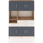 Dienni Hyperion Dolap 9 Raflı 6 Çekmeceli 3 Kapaklı 132X44X195 Çam-Antrasit/aytaşı - Atlas Çam