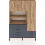 Dienni Hyperion Dolap 9 Raflı 6 Çekmeceli 3 Kapaklı 132X44X195 Çam-Çam/antrasit - Atlas Çam