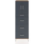 Dienni Hyperion Dolap Tek Raflı 4 Çekmeceli 2 Kapaklı 60X44X182 Çam-Antrasit - Atlas Çam