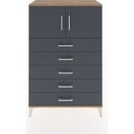 Dienni Hyperion Dolap Tek Raflı 5 Çekmeceli 2 Kapaklı 88X44X134 Çam-Antrasit - Atlas Çam