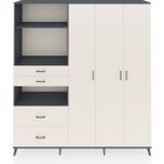 Dienni Hyperion Gardrop 12 Raflı 4 Çekmeceli Tek Askılı 220X44X243 Antrasit-Aytaşı/aytaşı