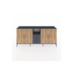 Dienni Hyperion Konsol 3 Raflı 3 Çekmeceli 4 Kapaklı 220 x 44 x 99 cm Antrasit - Antrasit - Çam