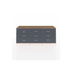 Dienni Hyperion Konsol 3 Raflı 7 Çekmeceli 4 Kapaklı 220 x 44 x 99 cm Çam - Antrasit