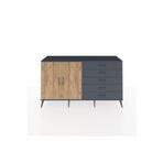 Dienni Hyperion Konsol 5 Raflı 4 Çekmeceli 2 Kapaklı 176x44x99 Antrasit-Çam/Antrasit