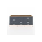 Dienni Hyperion Konsol 6 Raflı 6 Çekmeceli 5 Kapaklı 220 x 44 x 99 cm Antrasit - Çam