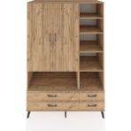 Dienni Kronos Dolap 10 Raflı 4 Çekmeceli 2 Kapaklı 132X59X195 Çam-Çam/çam - Atlas Çam