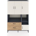 Dienni Kronos Dolap 7 Raflı 2 Çekmeceli 4 Kapaklı 132X59X195 Antrasit-Çam/aytaşı
