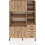 Dienni Kronos Dolap 9 Raflı 4 Çekmeceli 4 Kapaklı 132X59X195 Çam-Çam/çam - Atlas Çam