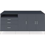 Dienni Kronos Konsol 3 Raflı 2 Çekmeceli 3 Kapaklı 220 x 59 x 99 cm Antrasit - Antrasit - Antrasit