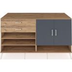 Dienni Kronos Konsol 4 Raflı 2 Çekmeceli 2 Kapaklı 176x59x99 Çam-Antrasit/Çam