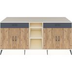 Dienni Kronos Konsol 4 Raflı 2 Çekmeceli 4 Kapaklı 220 x 59 x 99 cm Aytaşı - Çam - Antrasit