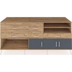 Dienni Kronos Konsol 4 Raflı 5 Çekmeceli 3 Kapaklı 220 x 59 x 99 cm Antrasit - Çam - Çam