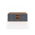 Dienni Kronos Konsol 4 Raflı 6 Çekmeceli 2 Kapaklı 220 x 59 x 99 cm Çam - Antrasit - Antrasit