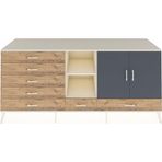 Dienni Kronos Konsol 4 Raflı 6 Çekmeceli 2 Kapaklı 220 x 59 x 99 cm Çam - Antrasit - Aytaşı