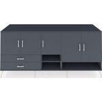 Dienni Kronos Konsol 6 Raflı 2 Çekmeceli 5 Kapaklı 220x59x99 Antrasit-Antrasit/Antrasit