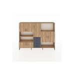 Dienni Mobilya Arges Dolap 10 Raflı 4 Çekmeceli 8 Kapaklı 220x30x163 Çam-çam/antrasit Çok Renkli
