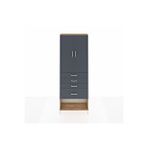 Dienni Mobilya Arges Dolap 2 Raflı 4 Çekmeceli 2 Kapaklı 88x30x243 Antrasit-çam