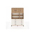 Dienni Mobilya Arges Dolap 8 Raflı 8 Çekmeceli 3 Kapaklı 132x30x195 Çam-çam/aytaşı