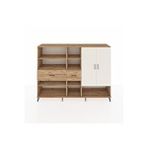 Dienni Mobilya Hyperion Dolap 10 Raflı 2 Çekmeceli 2 Kapaklı 220x44x163 Çam-aytaşı/çam Çok Renkli