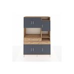 Dienni Mobilya Hyperion Dolap 10 Raflı 3 Çekmeceli 6 Kapaklı 132x44x195 Çam-çam/antrasit