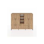 Dienni Mobilya Hyperion Dolap 11 Raflı 3 Çekmeceli 7 Kapaklı 220x44x163 Çam-çam Çok Renkli