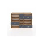 Dienni Mobilya Hyperion Dolap 13 Raflı 3 Çekmeceli 5 Kapaklı 220x44x163 Çam-antrasit Çok Renkli