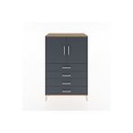 Dienni Mobilya Hyperion Dolap 2 Raflı 2 Çekmeceli 4 Kapaklı 88x44x134 Çam-antrasit