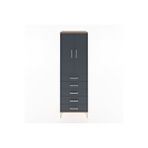 Dienni Mobilya Hyperion Dolap 2 Raflı 5 Çekmeceli 2 Kapaklı 60x44x182 Çam-antrasit