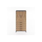 Dienni Mobilya Hyperion Dolap 2 Raflı 5 Çekmeceli 2 Kapaklı 88x44x182 Antrasit-çam