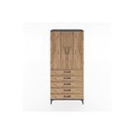 Dienni Mobilya Hyperion Dolap 3 Raflı 5 Çekmeceli 2 Kapaklı 88x44x195 Antrasit-çam