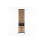 Dienni Mobilya Hyperion Dolap 3 Raflı 7 Çekmeceli 2 Kapaklı 60x44x243 Antrasit-çam
