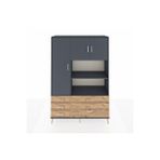 Dienni Mobilya Hyperion Dolap 7 Raflı 5 Çekmeceli 3 Kapaklı 132x44x195 Antrasit-antrasit/çam