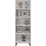 Dienni Simple Kitaplık 5 Raflı 60X30X176 Beyaz
