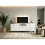 Dienni Simple Tv Ünitesi 3 Raflı 6 Kapaklı 180X44X64 Beyaz
