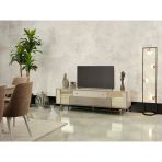 Dienni Truva Modern Tasarım Tv Ünitesi - 180 Cm Genişlik - 2 Çekmeceli Ve Bölmeli Medya Konsolu - Salon Ve Oturma Odası Tv Sehpası