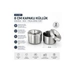 DİES 2'li Kokusuz Kapaklı Küllük 8 cm Paslanmaz Çelik İnox Masa Tipi Küllük