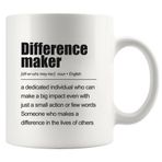 Difference Maker tanım kupası, kadınlar ve erkekler için ilham verici hediyeler, emeklilik hediyeleri, meslektaşlar, patron, rehber, öğretmen, seramik kupa, 325 ml, beyaz